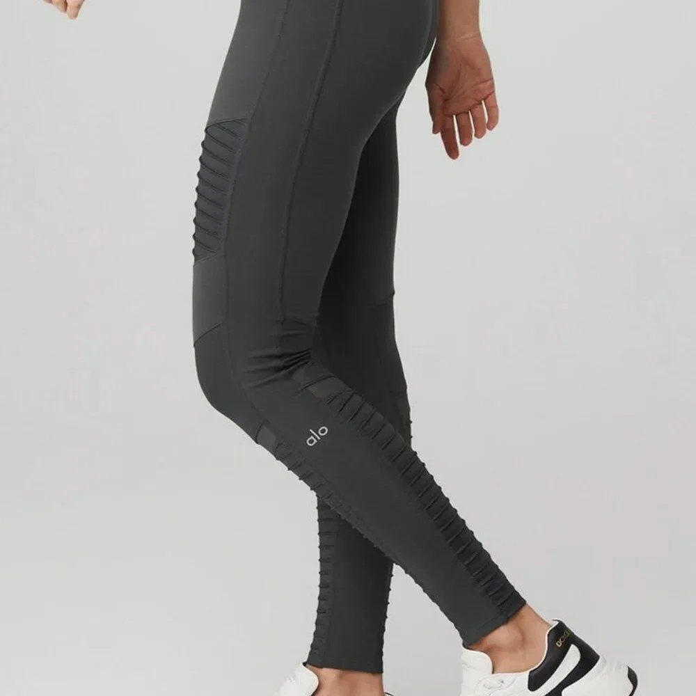 ALO Yoga Charcoal Grey High Waisted Compression Moto Leggings Small